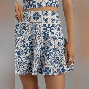 NWT Size 8 - Anthropologie Maeve Embroidered Tile-Print Mini Skirt